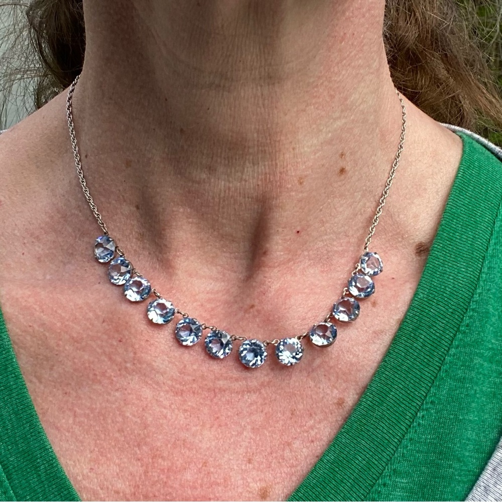 Vintage Sterling Silver Blue Stone Necklace - Picture 13 of 15